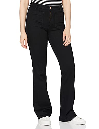 Wrangler Damen Flare Jeans, Retro Black 111, 29W / 30L