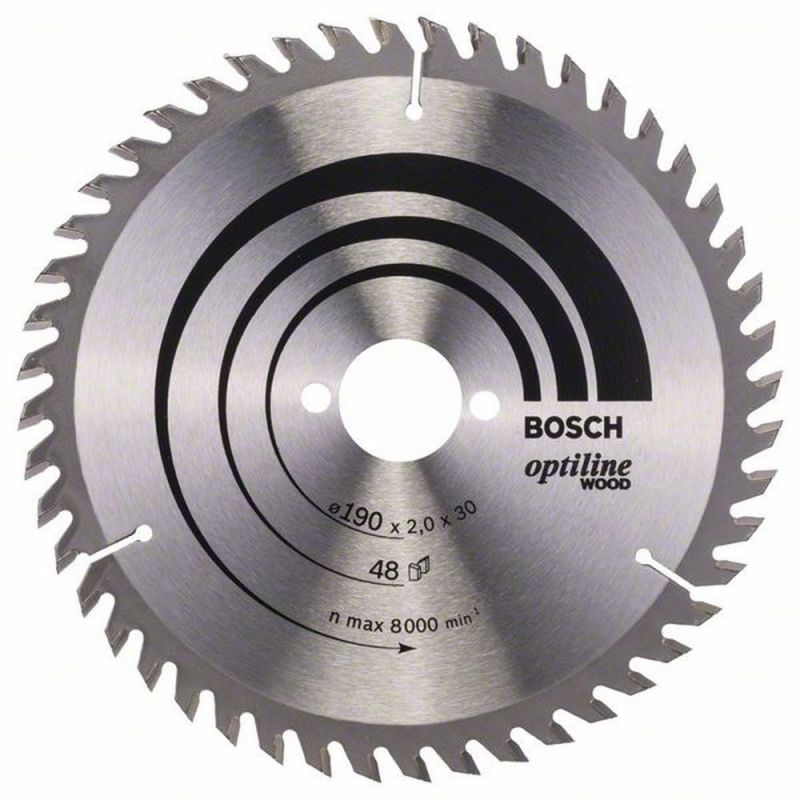 Bosch Kreissägeblatt Optiline Wood für Handkreissägen, 190 x 30 x 2,0 mm, 48 2608641186