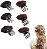 6 x Kopfkissen für Haare, perfektes Kopfkissen, erhöhtes Haarschwamm, unsichtbares flauschiges Haar, Haarkamm, Clip für Frauen und Mädchen (3 x braun + 3 x schwarz)