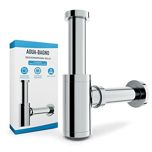 Aqua Bango | Solo Design Siphon mit Geruchsverschluss Chrom für Waschbecken & Waschtische | 1 1/4"*32mm