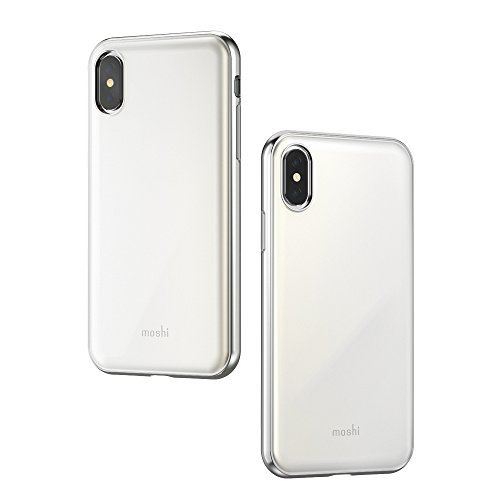 Moshi iGlaze Premium Hülle für iPhone X - 30 Jahre Garantie - Stoßfest, Kratzfest,Qi kompatibel - Perlweiß