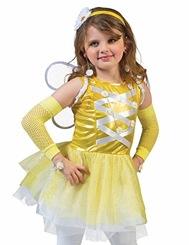 Prinzessin Belle Glitzer Feenkostüm für Mädchen - Gelb | Kinderkostüm Elfe mit Flügeln (104)