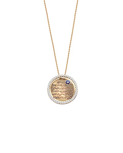 Remi Bijou 925 Silber Halskette 'Ayetel Kürsi' - Münze mit Nazar Boncuk, Strassteine, Gold Farbe