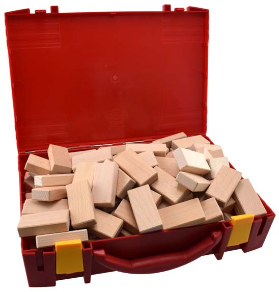 Unbekannt Fröbel Holzbausteine - Set 130 + Koffer