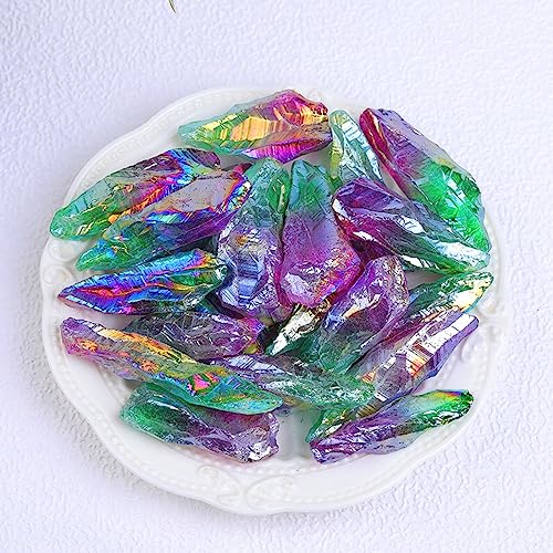 Natürliche Kristall-Rohstein-Quarz-Exemplare, Raue Sammlerstücke, Roher Edelstein, Aquarium-Dekoration,Lila Grün