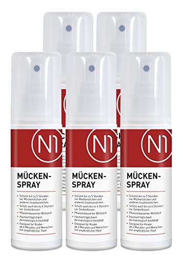 N1 Mückenspray 500ml - Pflanzliches Insektenschutz Spray für Erwachsene und Kinder - Hautverträglich, Wasser- & Schwitzfest - für Körper & Gesicht