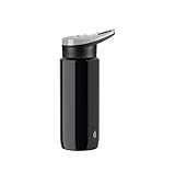 Emsa Drink2Go Sport N30107 Trinkflasche | 0,6 Liter | mit Sportverschluss | ergonomisches Design | Silikon-Mundstück | 100% zerlegbar | Drop Grau | Black/Grey
