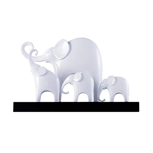 Kunstdekoration Einfache und warme Home Elephant Statue Dekoration Dekoration Wohnzimmer TV Kabinett Glück Elefant Familie Feng Shui Statuen Hochzeitsgeschenk desktop dekorationen (Color : White)