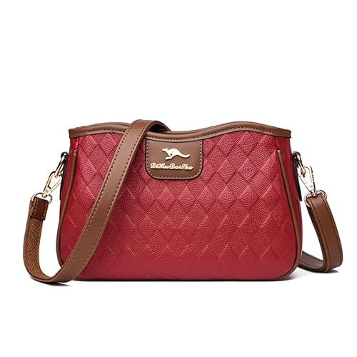 BHUJIA Taschen, Damentaschen, kleine quadratische Taschen, große Kapazität, rhombisch, mittelalterliche einfache Umhängetaschen, Crossbody-Taschen, rot