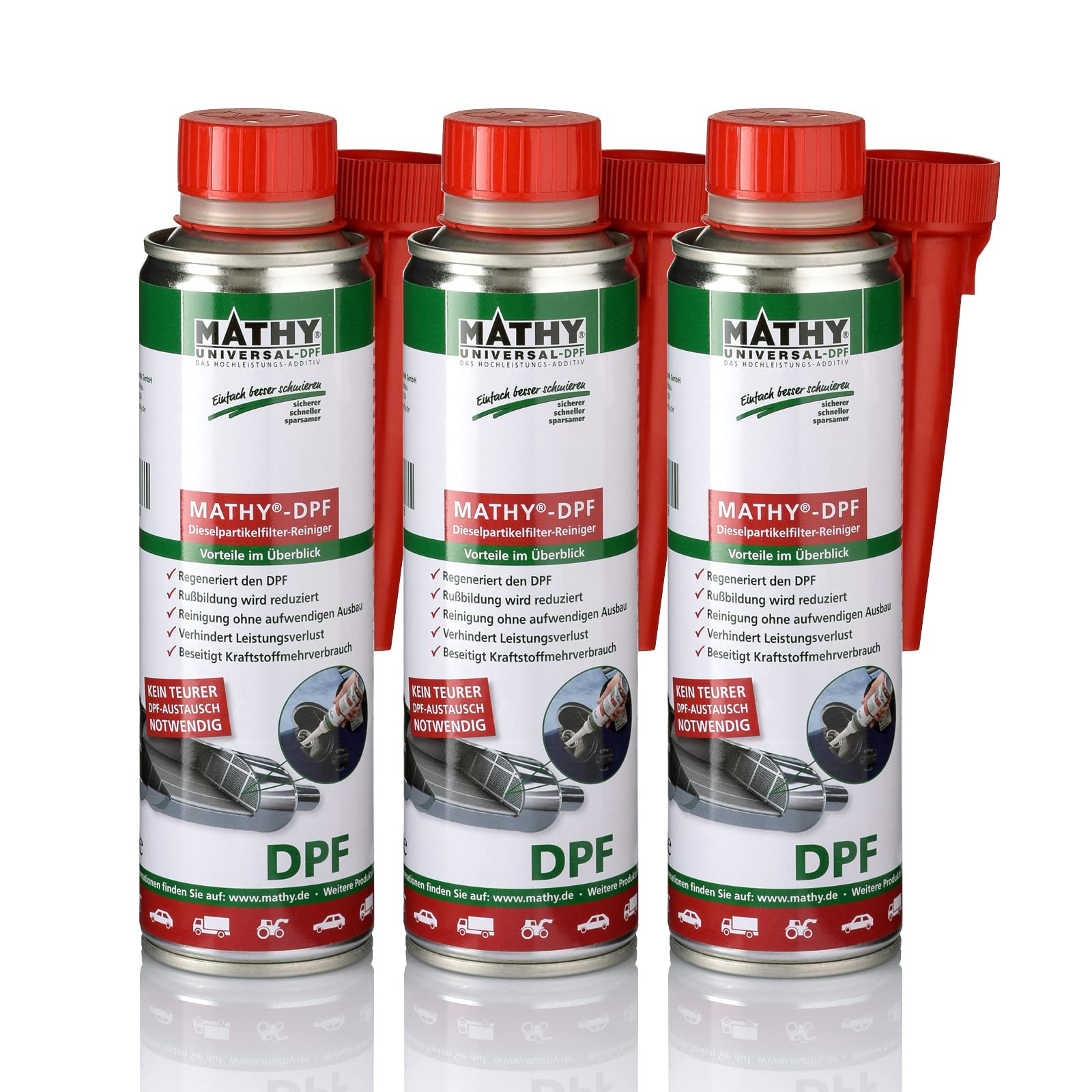 MATHY-DPF Partikelfilter Reiniger Diesel - DPF Reiniger - Diesel Systemreiniger für Dieselmotoren - Diesel Additiv, 3 x 300 ml
