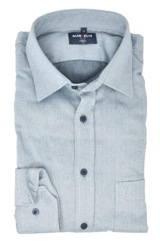 Marvelis Freizeithemd Hemd Casual Langarm Flanell hellblau Uni 6026.44.11, Kragenweite/Größe:XXL