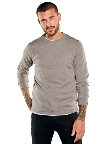 emilio adani Herren Herren Pullover aus Merinowolle, 35703, 35703, Sand in Größe M