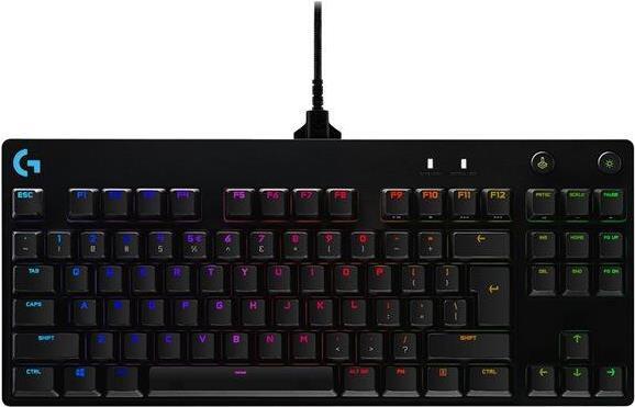Logitech G, PRO mechanische Gaming-Tastatur, Design ohne Nummernblock perfekt für unterwegs, Abnehmbares Mikro-USB-Kabel, beleuchtete Tasten mit 16,8 Million Farben LIGHTSYNC RGB Black