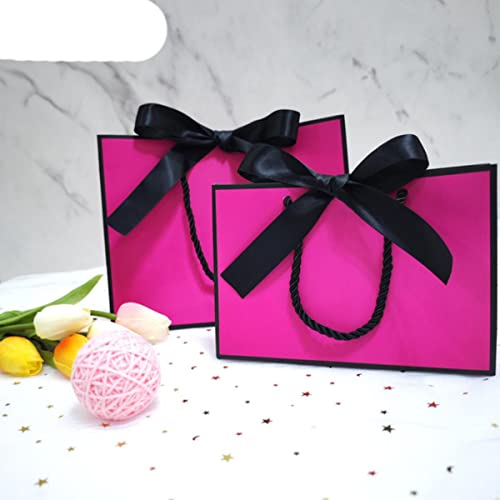 Pretty Pink Gift Bag Gift Box Ornament Pyjama Book Black Handle With Ribbon Paper Box Bag Kraft Packaging-Light Grey,10pcs,13x19x6cm