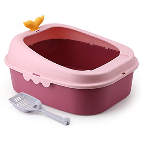 DDSP Katzentoilette aus Kunststoff, leicht zu reinigen, bruchsicher, bruchsicher, bruchsicher, Farbe: Stil 3 Rosa, Größe: S