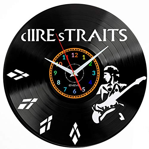 EVEVO Dire Straits Wanduhr Vinyl Schallplatte Retro-Uhr Handgefertigt Vintage-Geschenk Style Raum Home Dekorationen Tolles Geschenk Wanduhr Dire Straits
