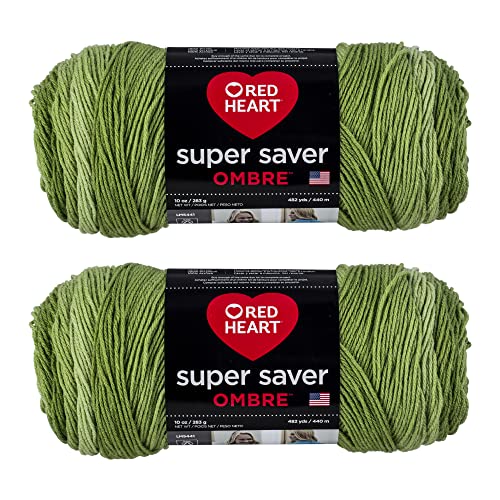 Red Heart E305.4933P02 Super Saver Jumbo Garn, Acryl, Green Apple Ombre, 2 Pack, 2 Count