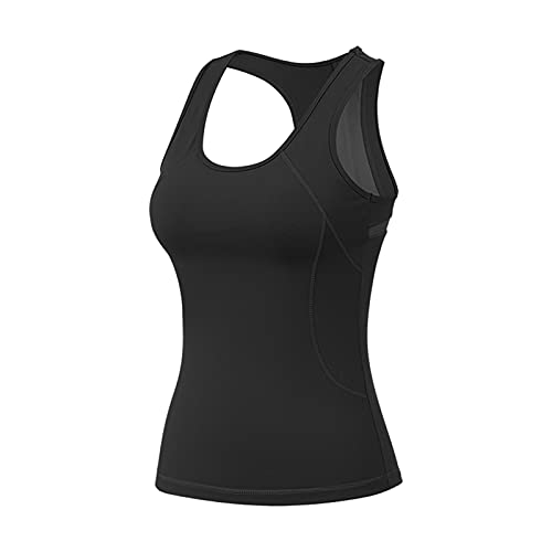 Damen Tank Top Sommer Sports Shirts Oberteile Frauen Slim fit Ärmellos for Yoga Jogging Laufen Workout Bluse mit Integriertem BH