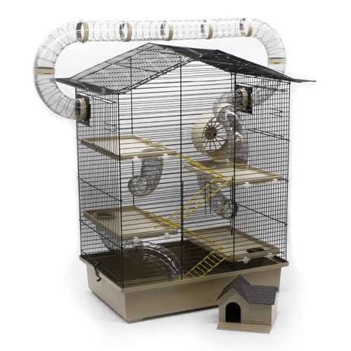 ZooPaul XXL Nagerkäfig Hamsterkäfig beige Maus Käfig inklusive Tunnelsystem viel Zubehör