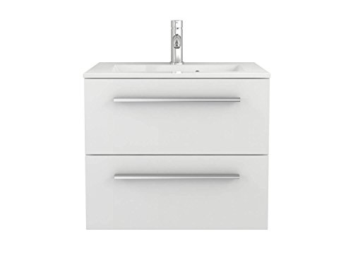 Waschtischunterschrank Waschbecken-Unterschrank weiß Hochglanz - Badmöbel Badezimmermöbel hängend Sieper Libato (60, weiß)