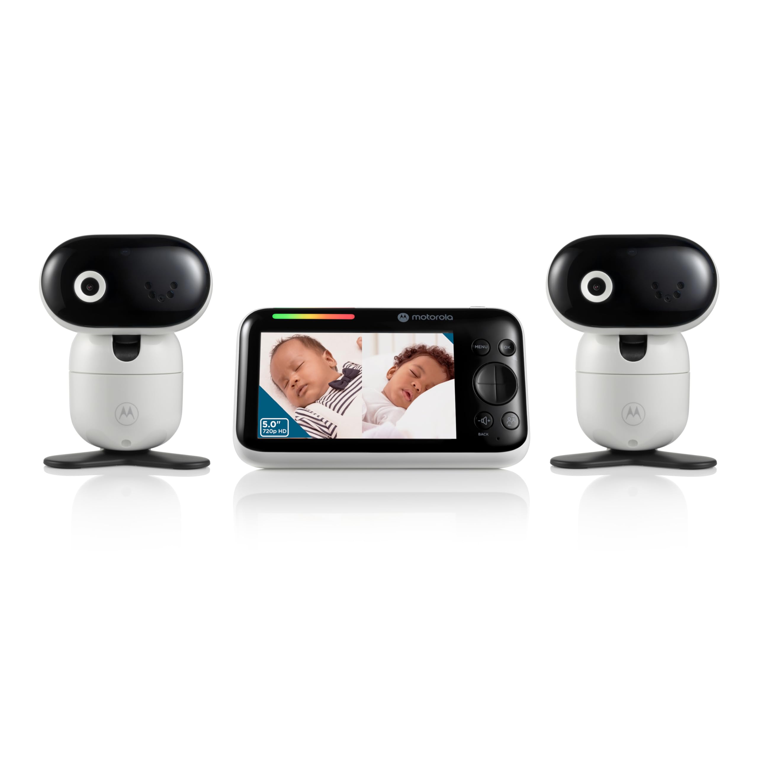 Motorola Baby PIP1610 HD – 12,7 cm (5 Zoll) motorisiertes Video-Babyphone mit 2 Kameras, Wandhalterung, 304 m Reichweite, Zwei-Wege-Audio, Raumtemperaturüberwachung