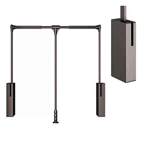 Kleiderlift für Schrankbreite, Ausziehbar Kleiderstange für Kleiderbügel Kleiderschranklift für Garderobenschrank Tragkr.20KG, Breite Regulierbar,Braun,660to890mm