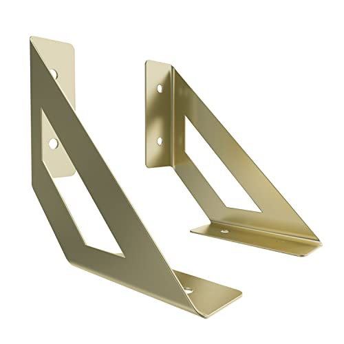 2x sossai® Design Regalträger Truss aus Stahl, 120 x 120 mm, Gold pulverbeschichtet