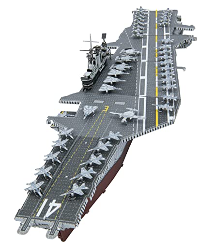Metal Earth Fascinations PS2003 Metallbausätze - Flugzeugträger USS Midway, lasergeschnittener 3D-Konstruktionsbausatz, 3D Metall Puzzle, DIY Modellbausatz mit 2 Metallplatinen, ab 14 Jahre