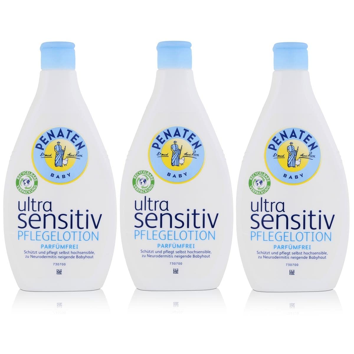 Penaten Ultra Sensitiv Pflegelotion ohne Parfüm, 3er Pack (3 x 400 ml)