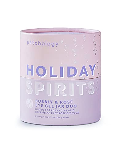 RitaeusaPatchology Holiday Spirits skincare gift set for men and women - 30 Under Eye Patches. Serve Chilled Bubbly and Rosé Eye Gels with Niacinamide and Hyaluronic Acid for Brightening, Anti-Aging.