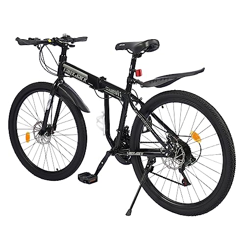 HuKaiL 26 Zoll Schaltung Mountainbike, 21 Gang Scheibenbremse Mountain Fahrrad, Klapprad Fahrräde für Herren Damen Heranwachsende-bis 150 kg für Outdoor Reisen Camping