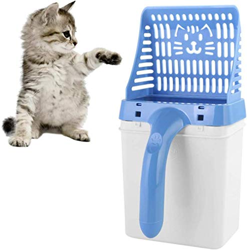 zaizai Katzenstreuschaufel und 2-in-1-Mülleimer, nützliches Reinigungswerkzeug für Haustiere mit Müllsack, Katzenstreusandreinigung (2-Farben-Option)