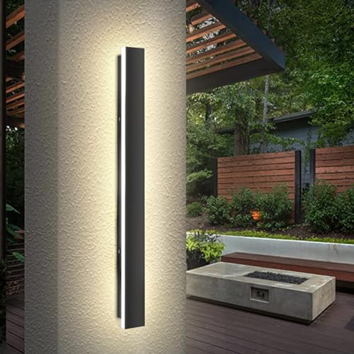 ZTWLEED Aussenleuchten aus Acryl,8W 40CM LED Lange Außenlampe,IP65 Wasserdichte schwarze Wandleuchte im Innen und Außenbereich, Naturweiß 4000K