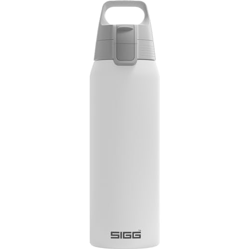 SIGG - Isolierte Trinkflasche - Shield Therm One White - Für kohlensäurehaltige Getränke geeignet - Auslaufsicher - Spülmaschinenfest - BPA-frei - 90% recycelter Edelstahl - Weiss - 0.75L