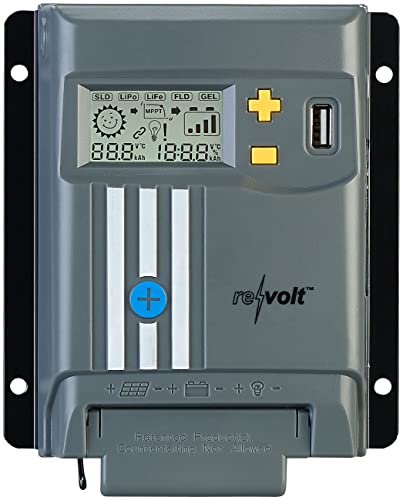 reVolt MPPT-Solarladeregler für 12/24-V-Batterien, Display, USB-Port, 10 A