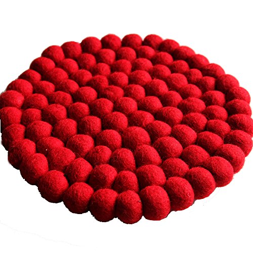 Maharanis Filz Topf Untersetzer rot 22 cm handgefertigt aus reiner Wolle