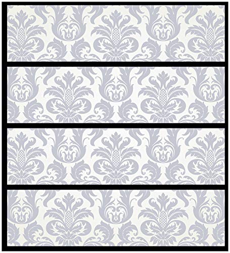 Wallario Möbelfolie/Aufkleber, geeignet für IKEA Malm Kommode mit 4 Schubfächern - Klebefolie Königliche Schnörkelei in weiß und blaugrau