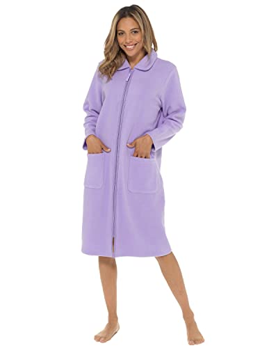 undercover lingerie Ladies Zipped Soft Fleece Dressing Gown 4045 Blue 10-12