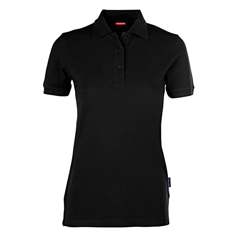 HRM Damen Heavy Performance Polo, schwarz, Gr. 5XL I Premium Polo-Shirt Damen I Basic Polohemd bis 60°C waschbar I Hochwertige & nachhaltige Damen-Oberteile I Workwear