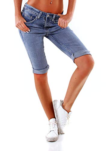 OSAB-Fashion 34477 Damen Jeans Bermuda Slimfit Capri Hose Denim Übergrößen Panty