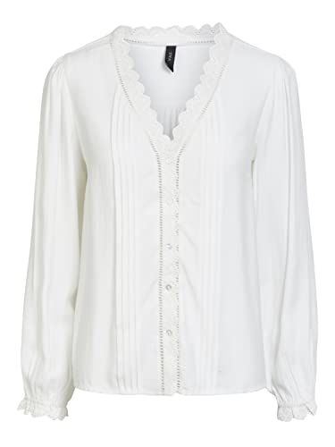 YAS Damen YASELLEN 3/4 Shirt FT Bluse, Weiß (Star White Star White), Small (Herstellergröße: S)