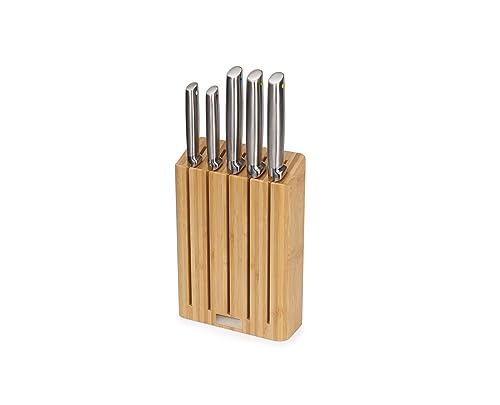 Joseph Joseph Elevate Kitchen Knives 5-Piece Set, Japanese Stainless Steel, Slimline Bamboo Knife Block