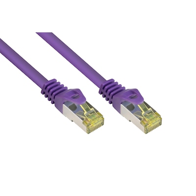 Good Connections RJ45 Ethernet LAN Patchkabel mit Cat. 7 Rohkabel und Rastnasenschutz RNS, S/FTP, PiMF, halogenfrei, 500MHz, OFC, 10-Gigabit-fähig (10/100/1000/10000-Base-T Ethernet Netzwerke) - z.B. für Patchpanel, Switch, Router, Modem - violett, 25 m
