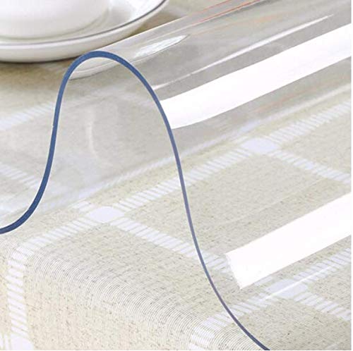 SSXCO 1mm PVC transparent Tablecloth Waterproof Rectangular Table Cover pad Kitchen Pattern Oil-Proof Tablecloth Soft Glass Cloth,Transparent,55x55cm