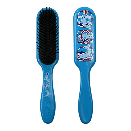 Denman Kinder-Haarbürste (Langhaarbürste) D90 Tangle Tamer, Entwirrungs- und Pflege-Bürste für lange Haare, Nylonborsten, speziell für Kinder, blue