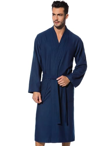 Morgenstern Kimono Bademantel Herren Saunamantel blau, Dunkelblau, XL