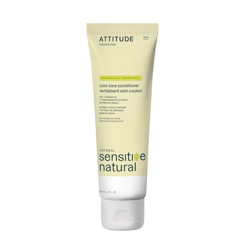 ATTITUDE Conditioner for Sensitive Skin, Safe For Color-Treated Hair, Hypoallergenic, With Soothing Oatmeal, Argan Oil, 240 mL