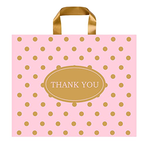Xeiwagoo Dankesbeutel, Einkaufstaschen für kleine Unternehmen, Kunststofftaschen mit weichem Schlaufengriff für Goodie Bags Boutique Party Stores 50 Stück (30,5 x 38,1 cm, Rosa)
