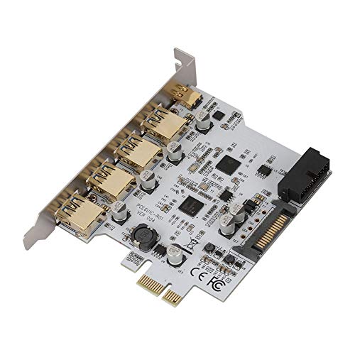ASHATA PCI-E zu USB3.0 Type-C-Adapter mit 4 Anschlüssen Erweiterungskartensteckplatz Dual Interface Karte