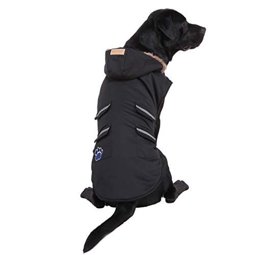 byeel Hundemantel Winterjacke mit Kapuze, Warm Fleece Jacke Reflektierende für Mittlere Große Hund, Hund Kleidung Weste für Herbst Winter